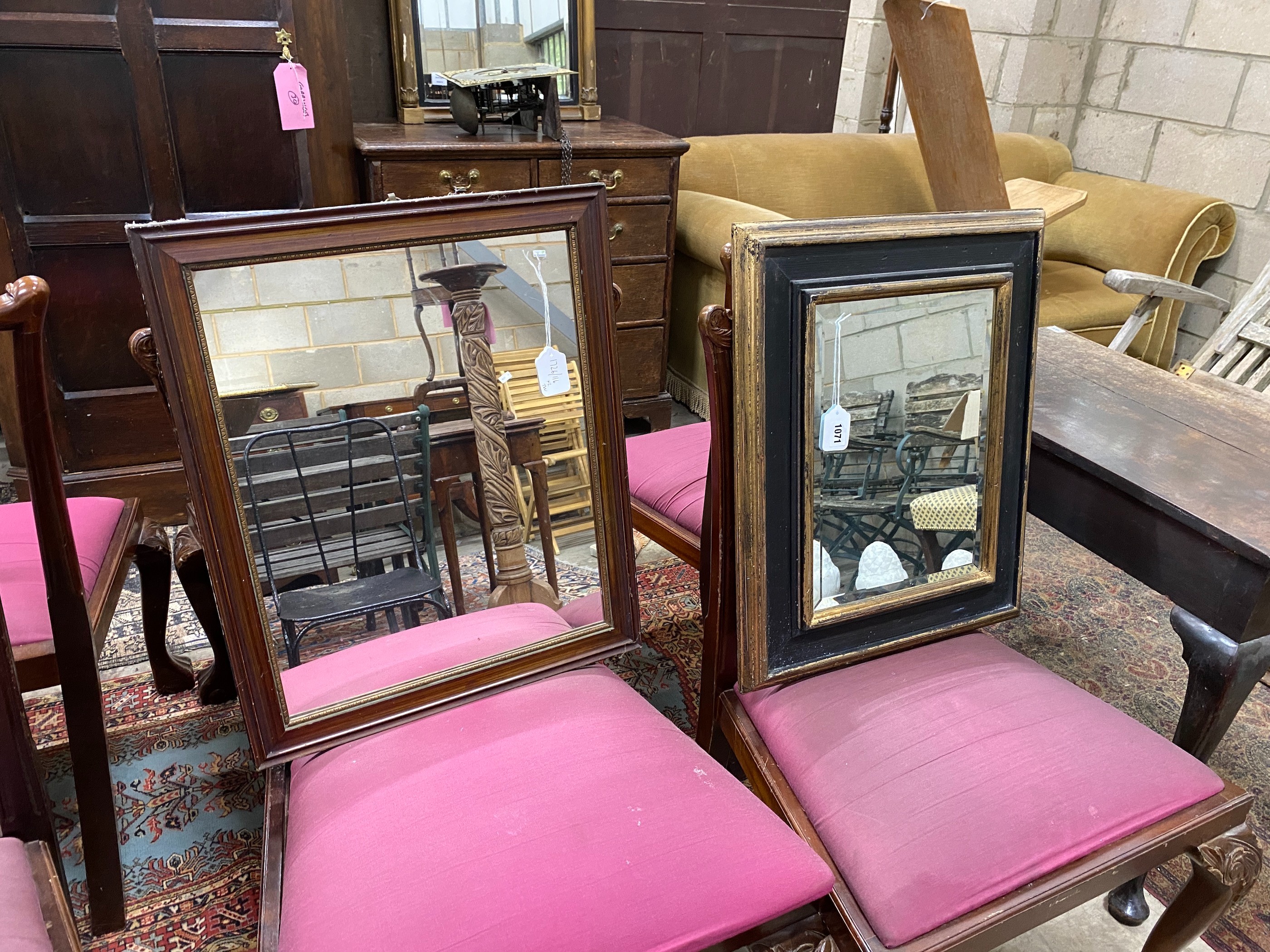 Two Victorian style rectangular wall mirrors, larger width 49cm, height 59cm